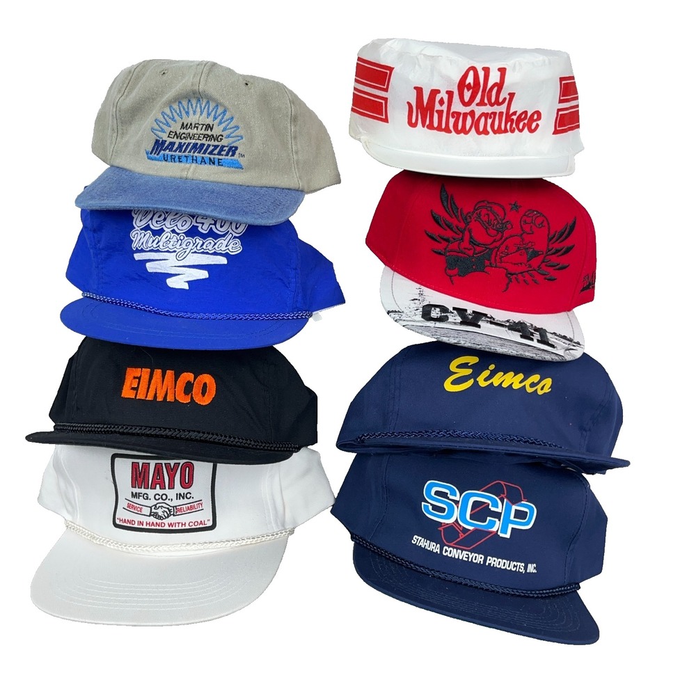 Vintage Trucker Hat Lot Snapback Cap 80s 90s USA Advertising Coal Mine Rope AM4
